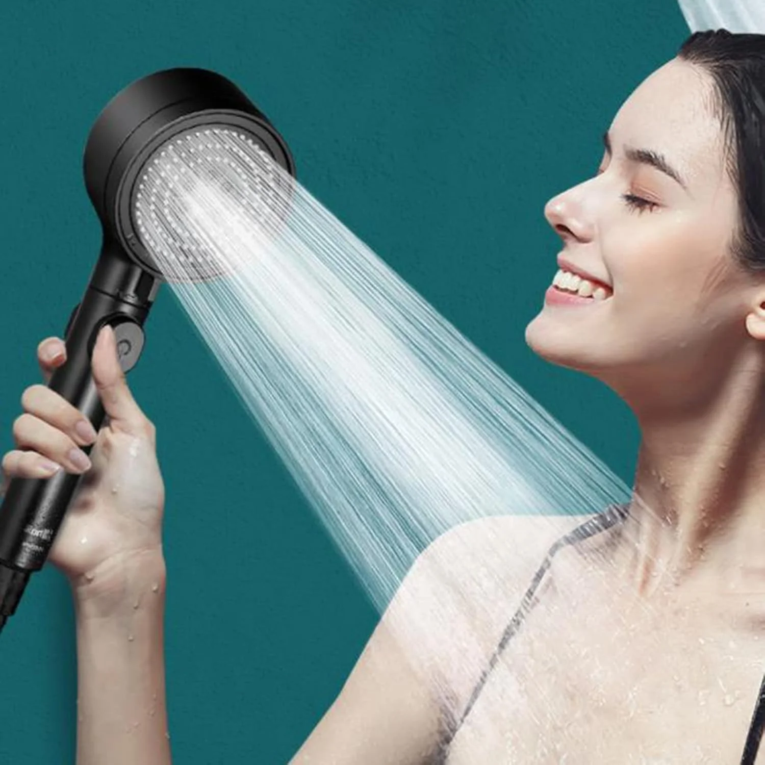 سردوش دستی فشار قوی GZDcjsc، سردوش دستی 3 حالته، با دکمه توقف، سردوش بارانی دستی با شلنگ، برای حمام، ماساژ لوکس آبگرم (رنگ: B)