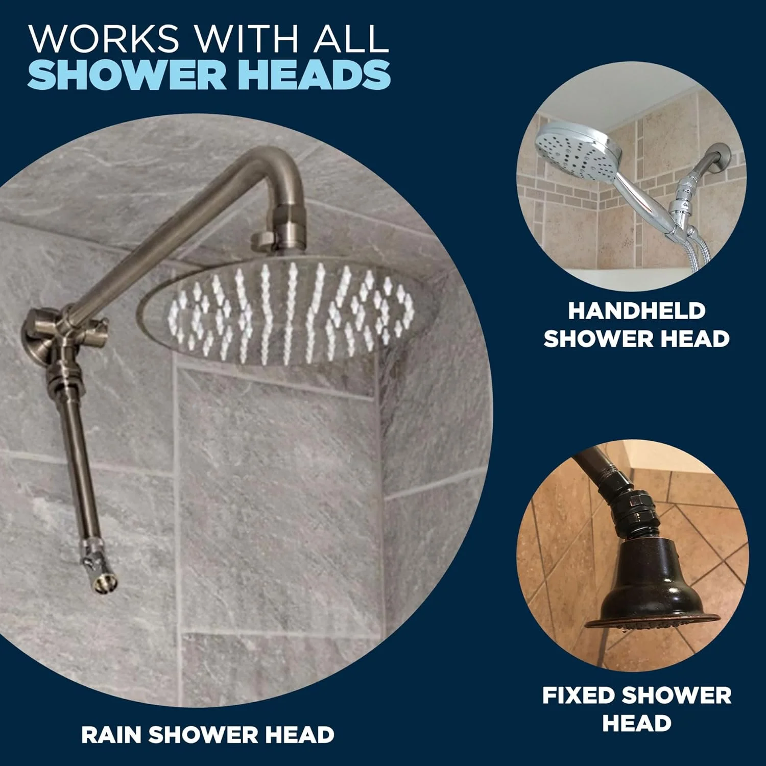 آداپتور توپ گردان سر دوش حمام فلزی جامد HammerHead Showers®، کروم | توپ محوری قابل تنظیم برای تنظیم زاویه سر دوش | اتصال دهنده جهانی مناسب برای سر دوش های ثابت، دستی و بارانی