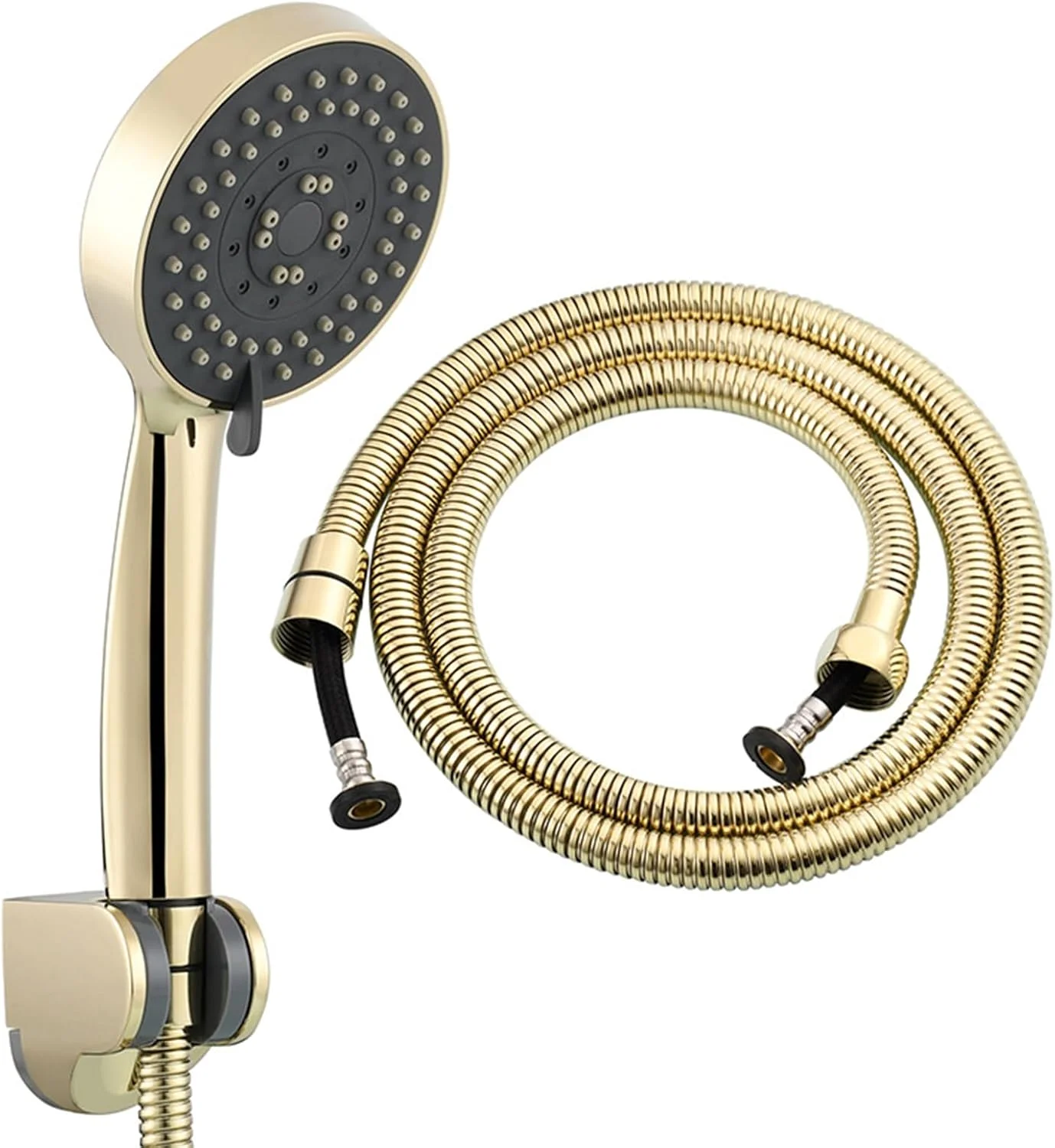 دوش دستی 5 حالته با فشار قوی به همراه شلنگ استیل 1.5 متری و پایه دیواری ABS