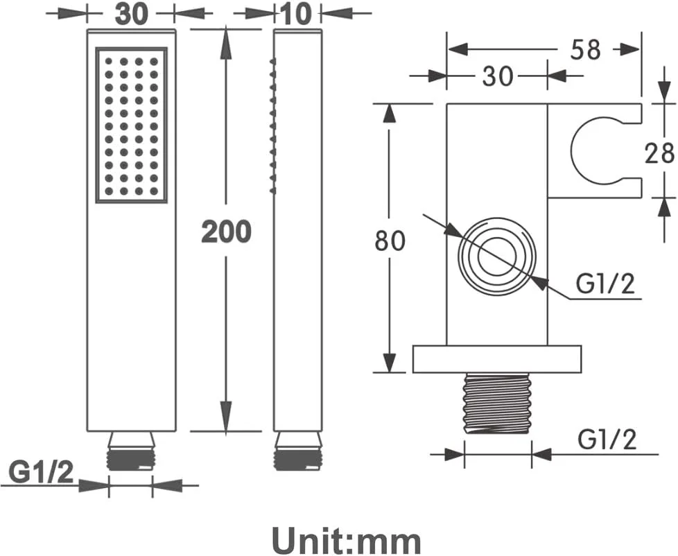ست سر دوش دستی با نگهدارنده چرخان 360 درجه، سر دوش دستی حمام فشار قوی، ترکیب سر دوش دستی برنجی