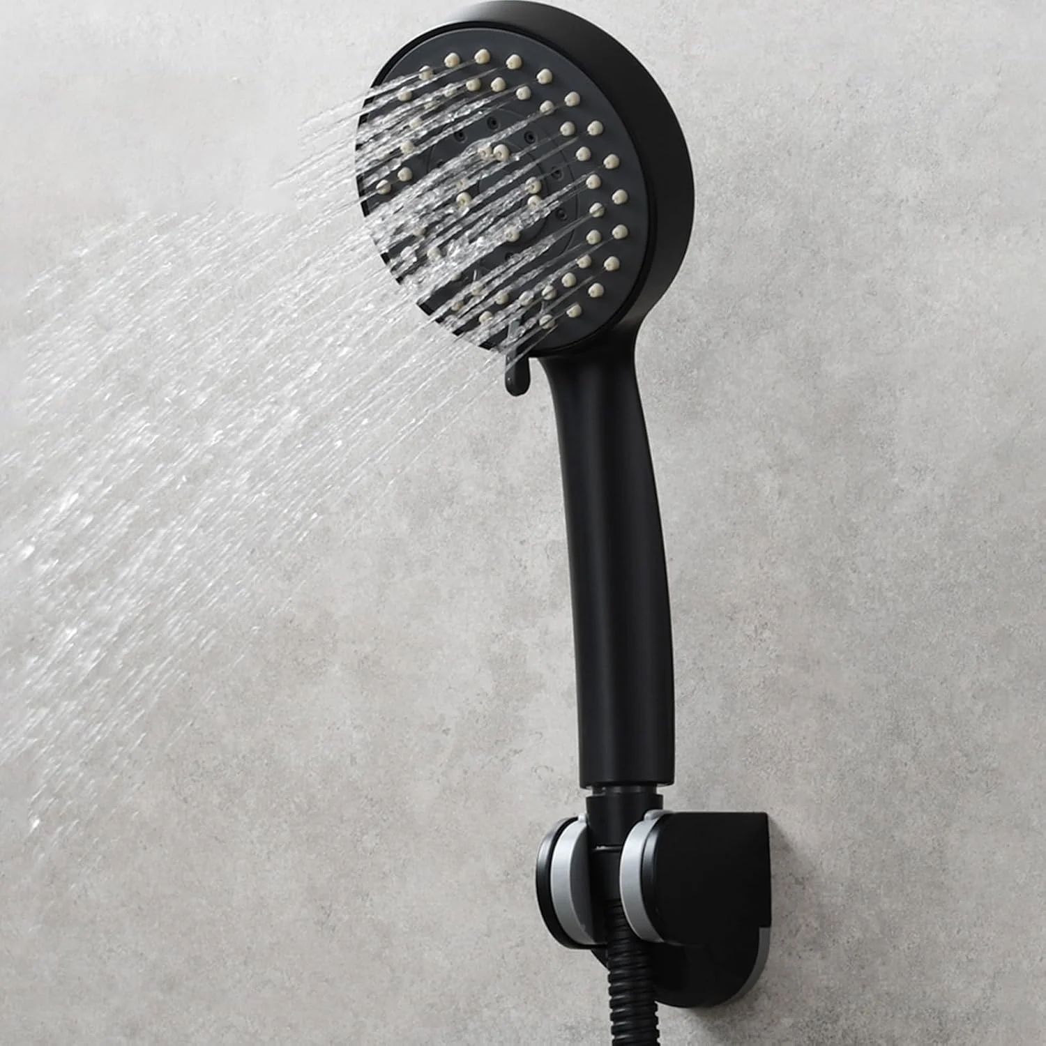 دوش دستی 5 حالته با فشار قوی به همراه شلنگ استیل 1.5 متری و پایه دیواری ABS