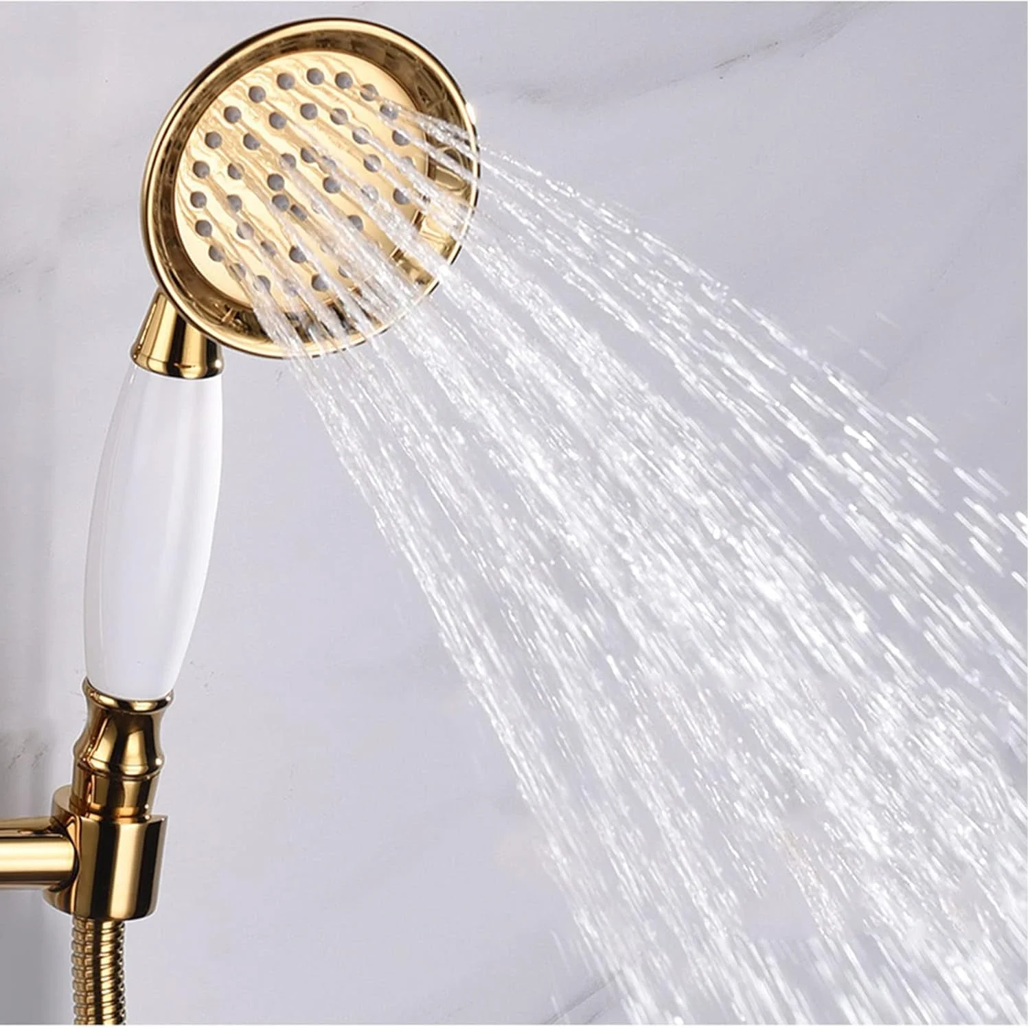 سردوش دستی برنجی با شلنگ و نگهدارنده زاویه قابل تنظیم، سردوش دستی مدرن با فشار بالا، سردوش طلایی صرفه جویی در آب، لوازم جانبی حمام سردوش دستی برنجی با شلنگ و نگهدارنده زاویه قابل تنظیم، سردوش دستی مدرن با فشار بالا، سردوش طلایی صرفه جویی در آب، لوازم جانبی حمام