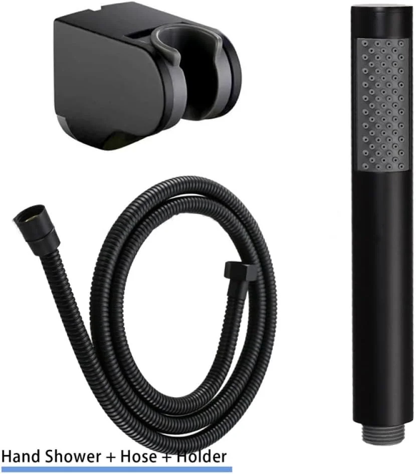 سری دوش دستی مشکی لوازم جانبی حمام استیل ضد زنگ فشار قوی صرفه جویی در آب دوش دستی حمام چند رنگ، مشکی 3 تکه