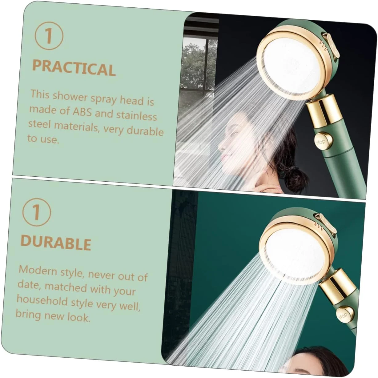 1 عدد دوش دستی تقویت کننده، نازل دوش دستی، سر دوش برای حمام، سر دوش دستی با فشار کم، مجموعه استیل ضد زنگ