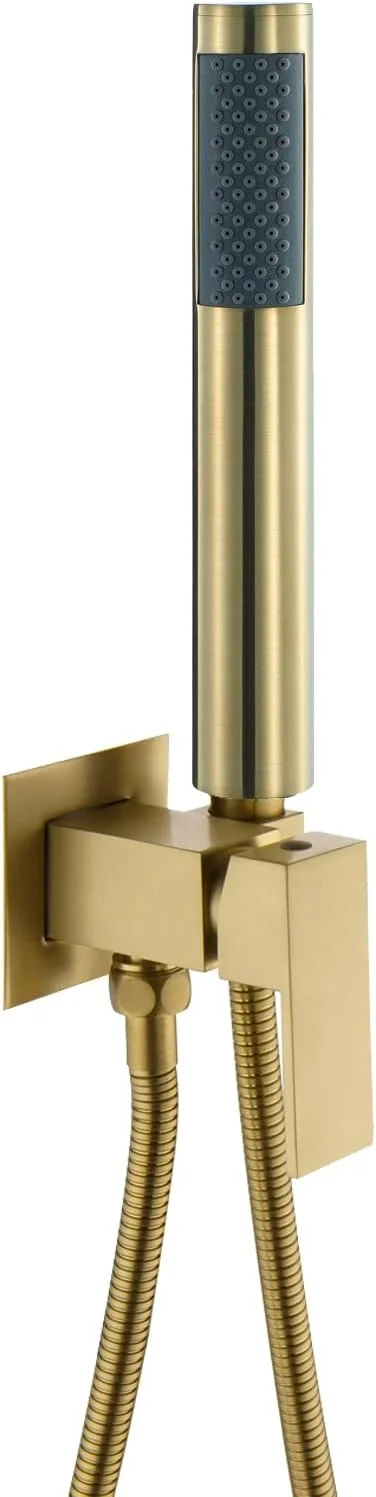 سردوش دستی طلایی برس خورده X، ست سردوش دستی دیواری، ست سردوش برنجی با شلنگ دوش استیل 1.5 متری