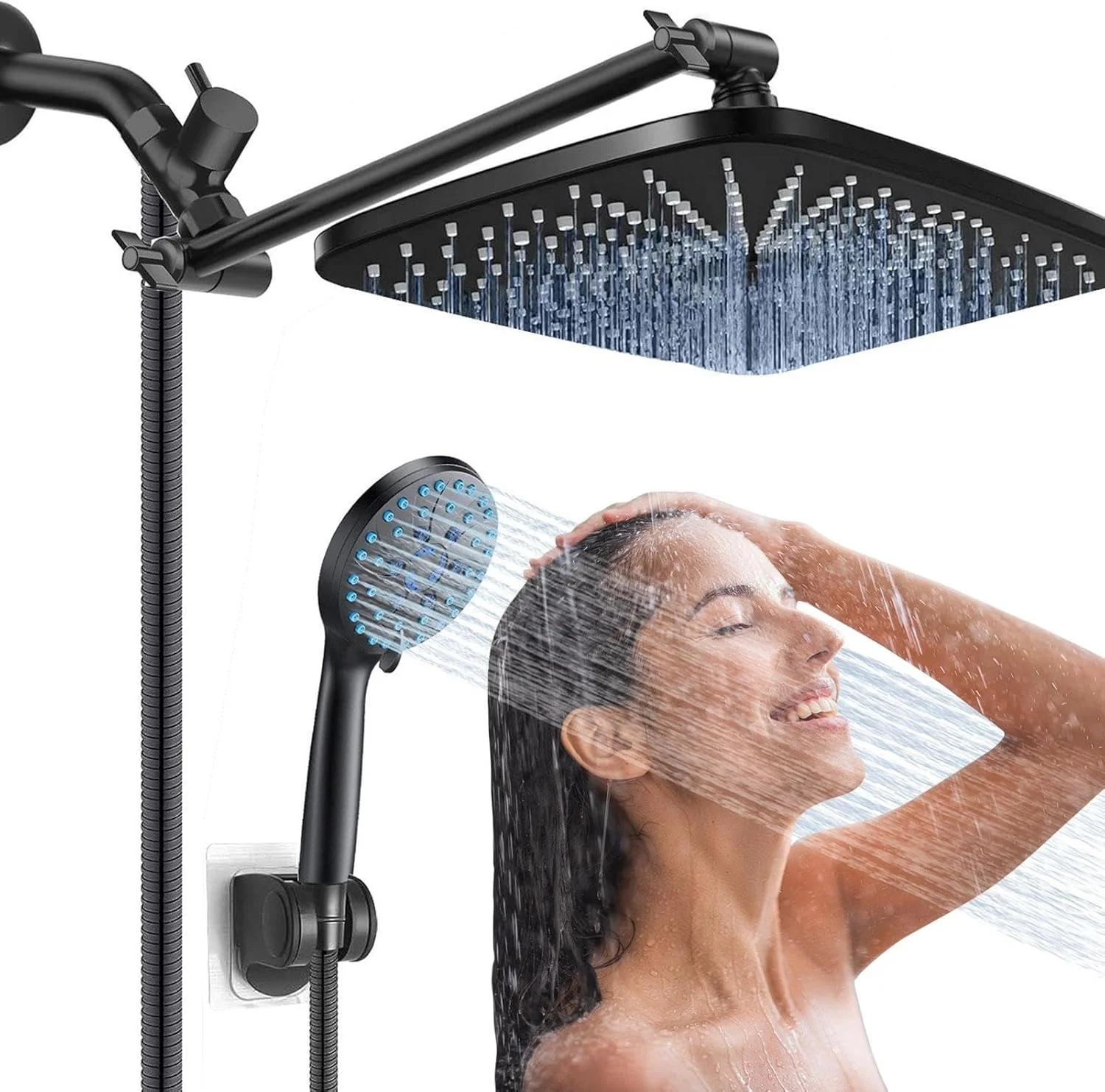 سردوش دستی، سردوش بارانی مربعی بزرگ و راحت | دارای 5 حالت اسپری سردوش برای سالمندان، کودکان و بزرگسالان