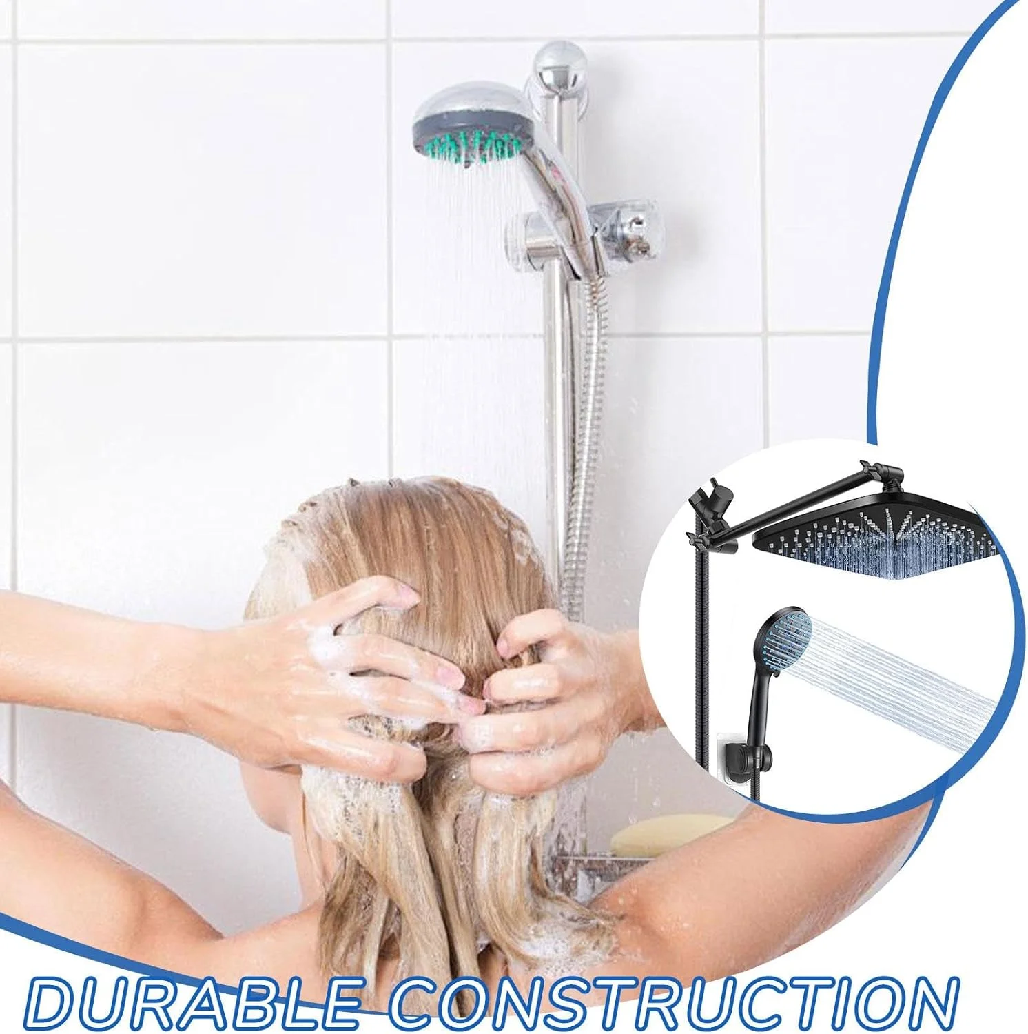 سردوش دستی، سردوش بارانی مربعی بزرگ و راحت | دارای 5 حالت اسپری سردوش برای سالمندان، کودکان و بزرگسالان سردوش دستی، سردوش بارانی مربعی بزرگ و راحت | دارای 5 حالت اسپری سردوش برای سالمندان، کودکان و بزرگسالان