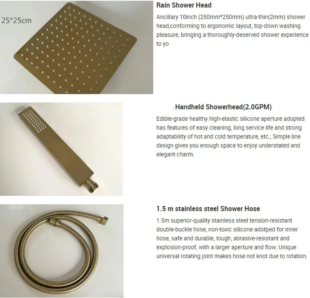 ست دوش دستی TEmkin، سیستم وان توکار، ست دوش حمام طلایی برس خورده، سر دوش های حمام ست دوش دستی TEmkin، سیستم وان توکار، ست دوش حمام طلایی برس خورده، سر دوش های حمام