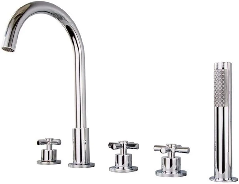 ست سردوش دستی، ست شیرآلات وان و دوش، شیر حمام مسی پنج تکه، شیر استوانه‌ای جانبی و سردوش حمام کششی