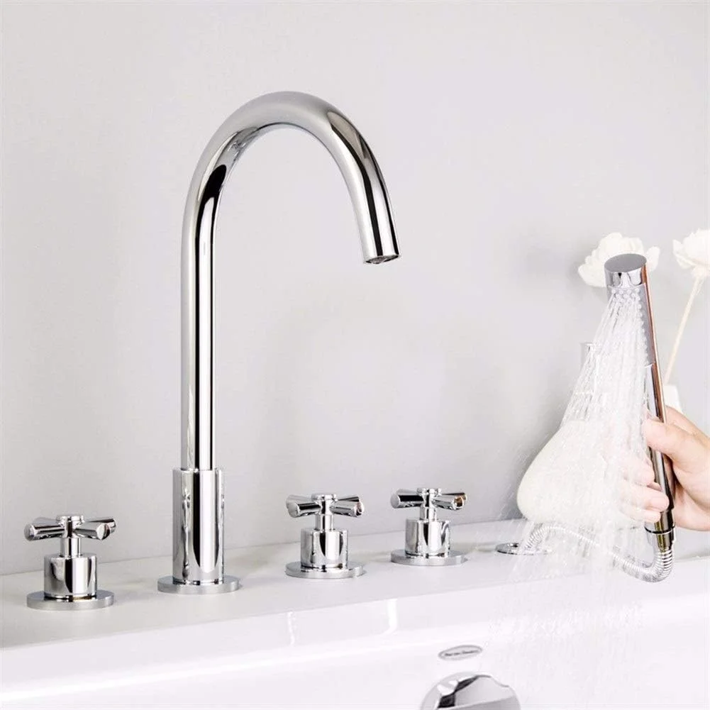 ست سردوش دستی، ست شیرآلات وان و دوش، شیر حمام مسی پنج تکه، شیر استوانه‌ای جانبی و سردوش حمام کششی