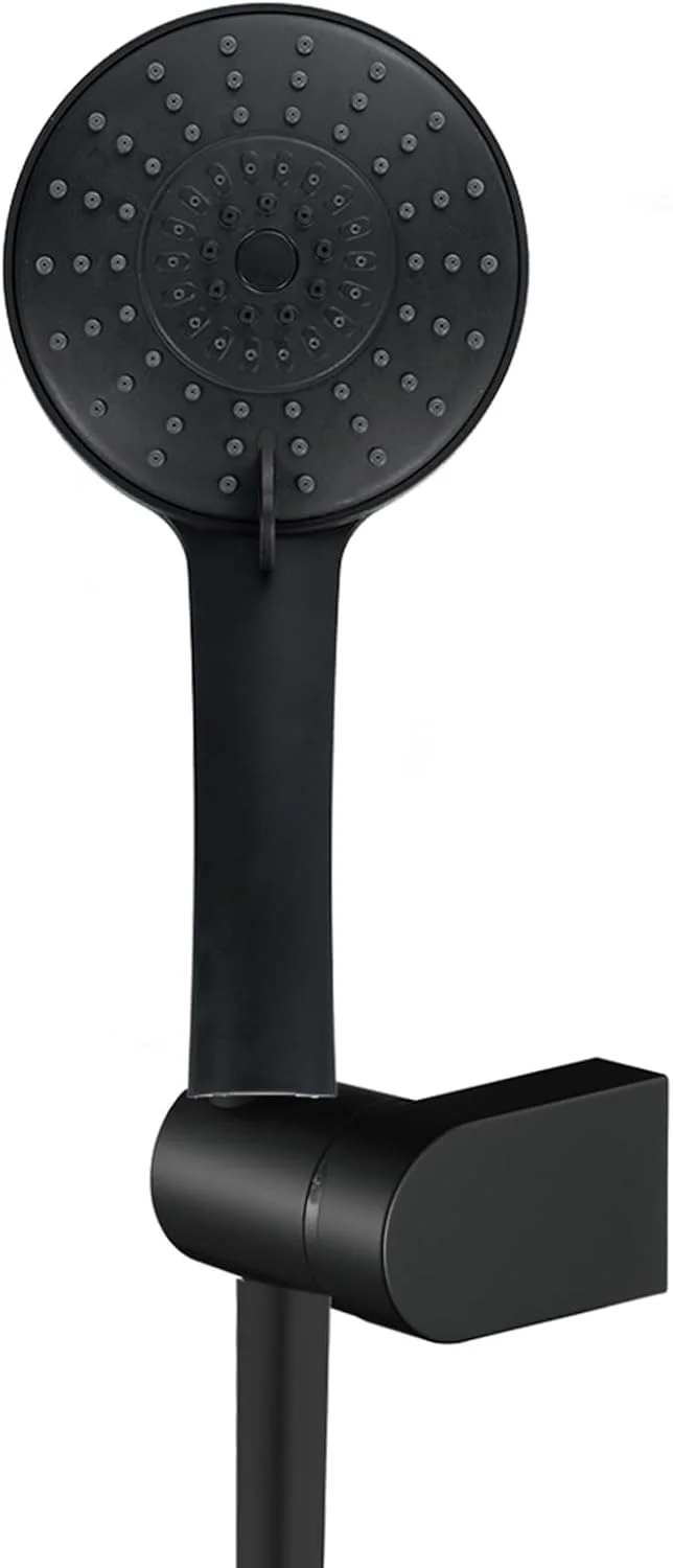 دوش دستی مشکی مات با سه حالت پاشش آب، سر دوش ABS جداشدنی، نصب دیواری، فشار قوی، به همراه شلنگ 150 سانتی متری