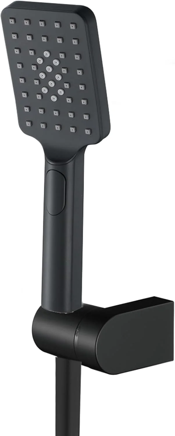 دوش دستی مشکی مات با 3 حالت پاشش آب، سر دوش ABS جداشدنی، نصب دیواری، فشار قوی، به همراه شلنگ 150 سانتی‌متری