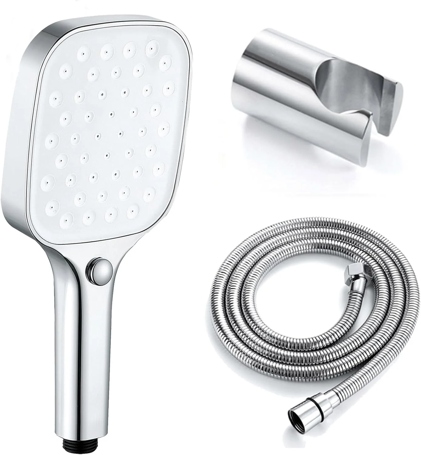 سردوش دستی با سه حالت پاشش، ساخته شده از ABS به همراه شلنگ استیل و نگهدارنده، فشار قوی و قابل جدا شدن، نصب دیواری با روکش کروم سردوش دستی با سه حالت پاشش، ساخته شده از ABS به همراه شلنگ استیل و نگهدارنده، فشار قوی و قابل جدا شدن، نصب دیواری با روکش کروم