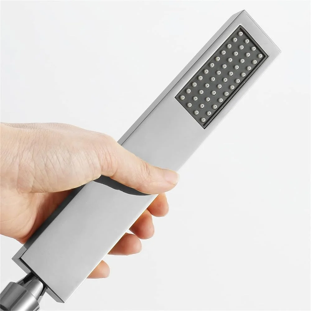 میله لغزنده دوش با سردوش دستی، سردوش دستی برنجی با شلنگ، سردوش فشار قوی، میله لغزنده دوش با ارتفاع قابل تنظیم استیل ضد زنگ - مشکی (کروم)