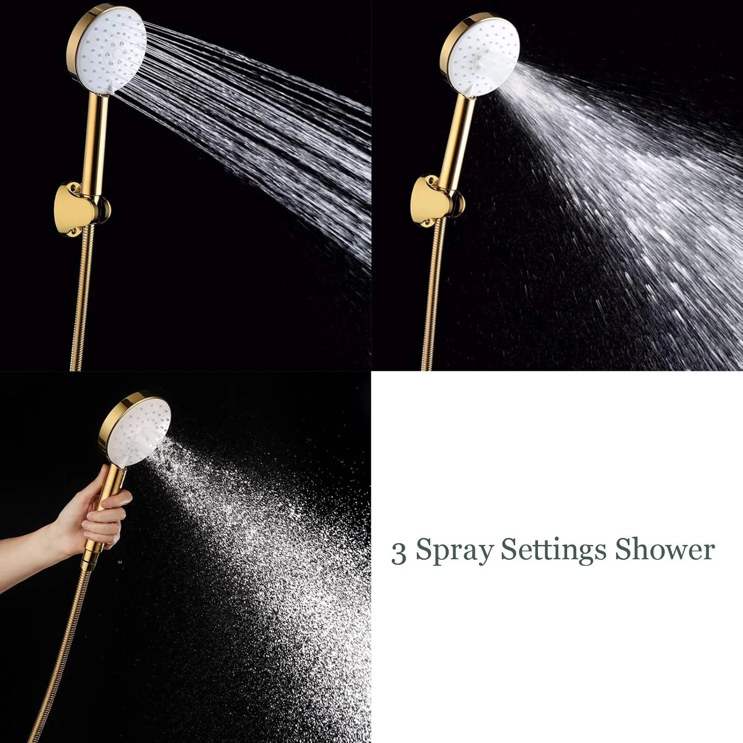 مجموعه سردوش دستی با فشار قوی، سردوش ABS گرد با 3 عملکرد و صرفه جویی در آب به همراه شلنگ استیل ضد زنگ 1.5 متری و نگهدارنده، طلایی تیتانیومی مجموعه سردوش دستی با فشار قوی، سردوش ABS گرد با 3 عملکرد و صرفه جویی در آب به همراه شلنگ استیل ضد زنگ 1.5 متری و نگهدارنده، طلایی تیتانیومی