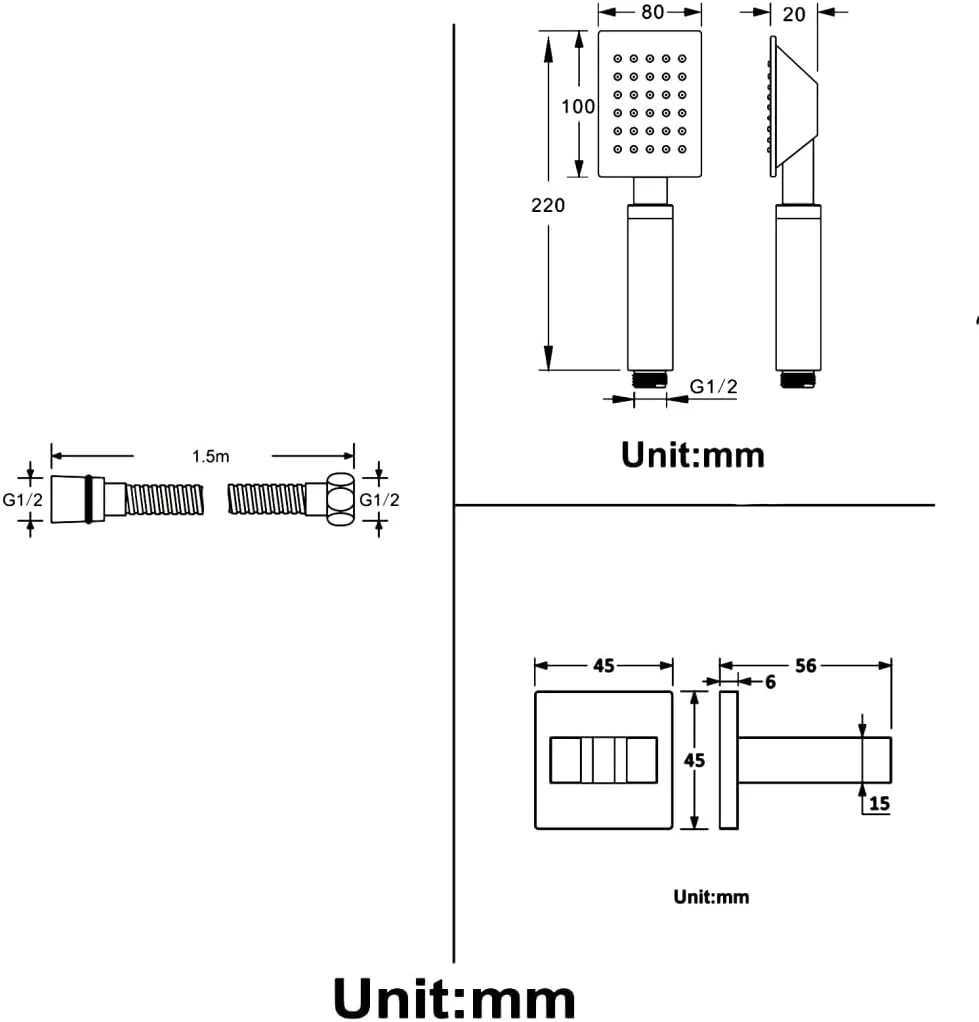 مجموعه سر دوش دستی با فشار بالا شامل سر دوش دستی به همراه شلنگ دوش انعطاف پذیر 150 سانتی متری و پایه بازویی قابل تنظیم، سر دوش دستی تک حالته مجموعه سر دوش دستی با فشار بالا شامل سر دوش دستی به همراه شلنگ دوش انعطاف پذیر 150 سانتی متری و پایه بازویی قابل تنظیم، سر دوش دستی تک حالته