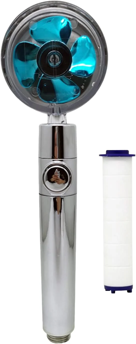 سردوش دستی با فن توربو، دکمه روشن/خاموش و فیلتر پنبه ای، صرفه جویی در آب، فشار قوی، اتصال G1/2، چرخش 360 درجه، جایگزین سردوش حمام