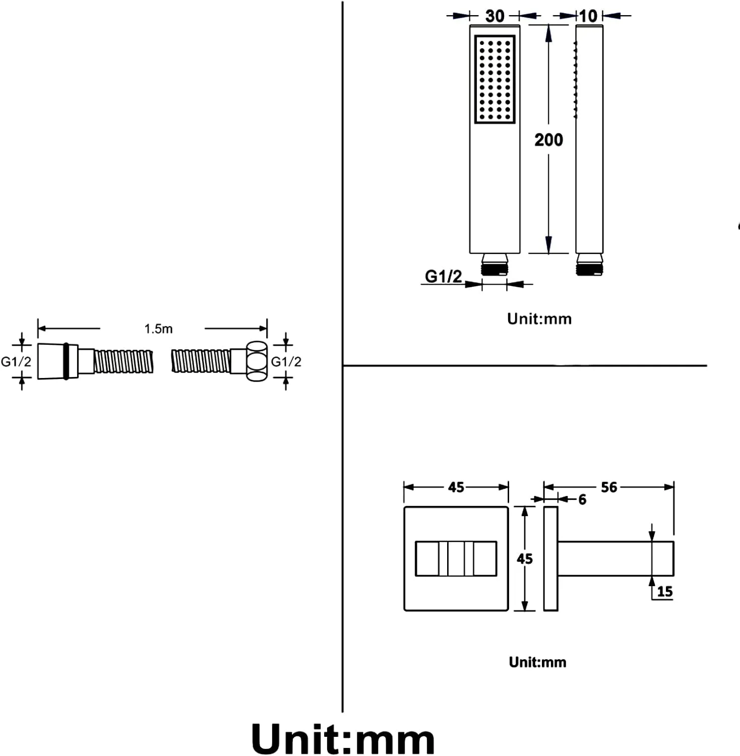 ست سردوش دستی با فشار قوی، سردوش دستی مسی با شلنگ استیل 304 و پایه بازویی مسی، سردوش دستی حمام، مدل Type2 ست سردوش دستی با فشار قوی، سردوش دستی مسی با شلنگ استیل 304 و پایه بازویی مسی، سردوش دستی حمام، مدل Type2