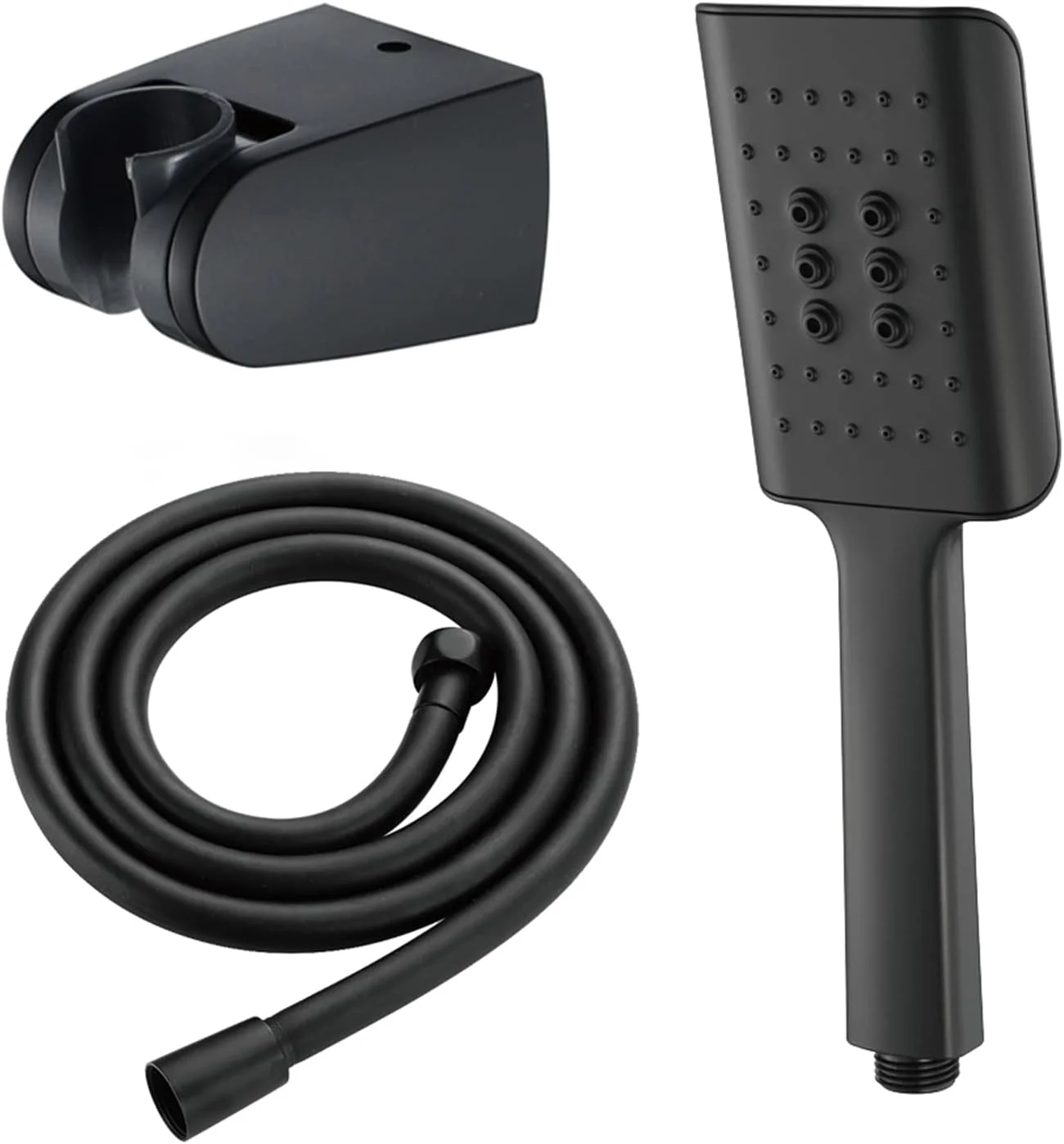 سردوش حمام دستی مربعی با فشار قوی دارای 3 حالت، سردوش دستی ABS با شلنگ و براکت قابل تنظیم چند زاویه، سفید