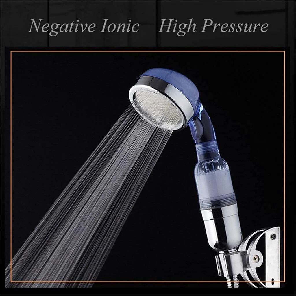 سردوش دستی تقویت کننده، نازل دوش بارانی فشار قوی قابل شستشو با فیلتراسیون یونی سه حالته (رنگ: آبی)