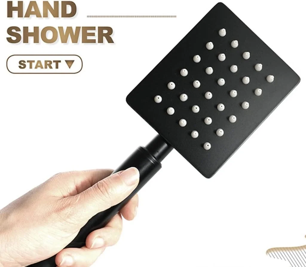 سردوش حمام مشکی با سر دوشی دستی، سردوش های فشار قوی برای اسپا، جت دوش مربعی جداشدنی، نازل های سیلیکونی، کروم سردوش حمام مشکی با سر دوشی دستی، سردوش های فشار قوی برای اسپا، جت دوش مربعی جداشدنی، نازل های سیلیکونی، کروم