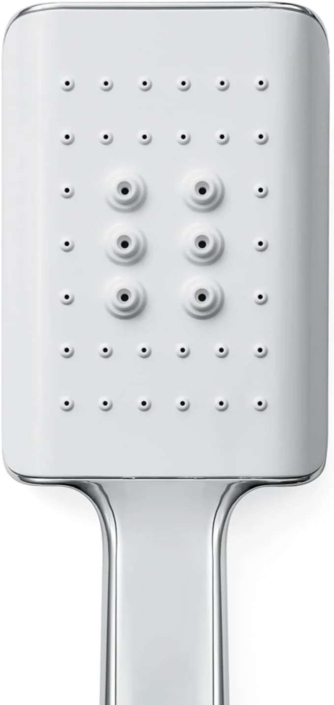 سردوش حمام دستی مربعی با فشار قوی دارای 3 حالت، سردوش دستی ABS با شلنگ و براکت قابل تنظیم چند زاویه، سفید