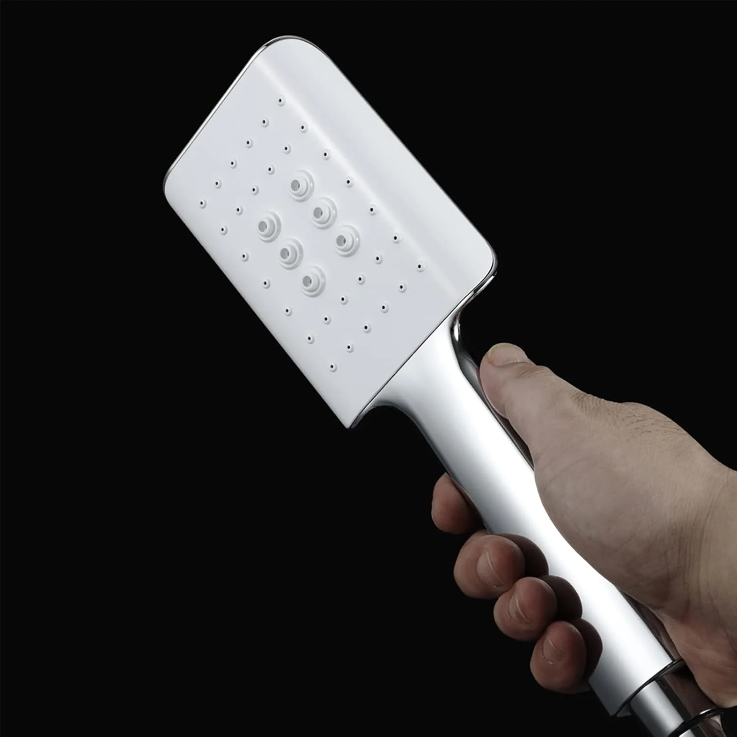 سردوش حمام دستی مربعی با فشار قوی دارای 3 حالت، سردوش دستی ABS با شلنگ و براکت قابل تنظیم چند زاویه، سفید