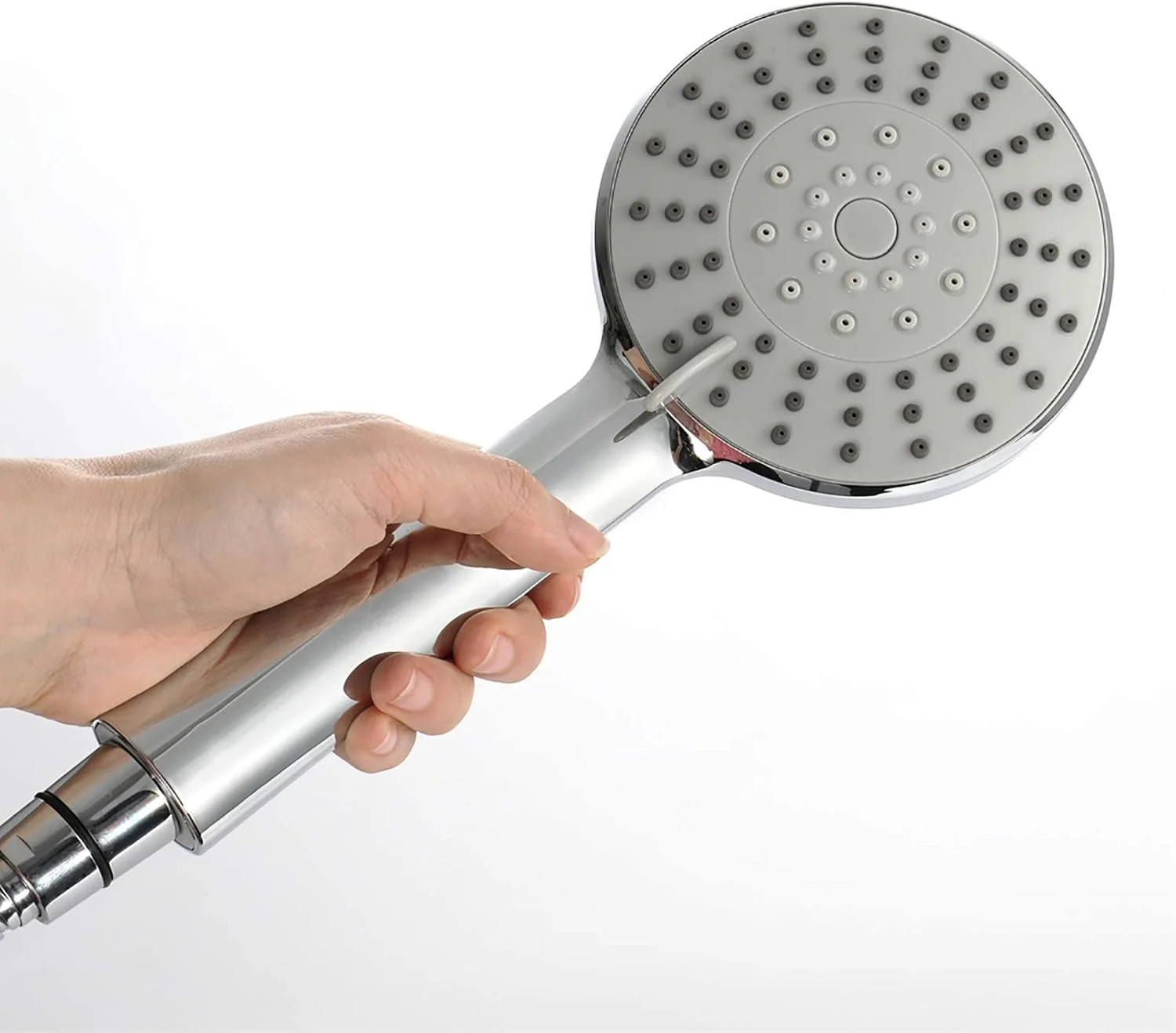 ست دوش دستی با فشار قوی روکش کروم و 5 حالت پاشش به همراه شلنگ استیل