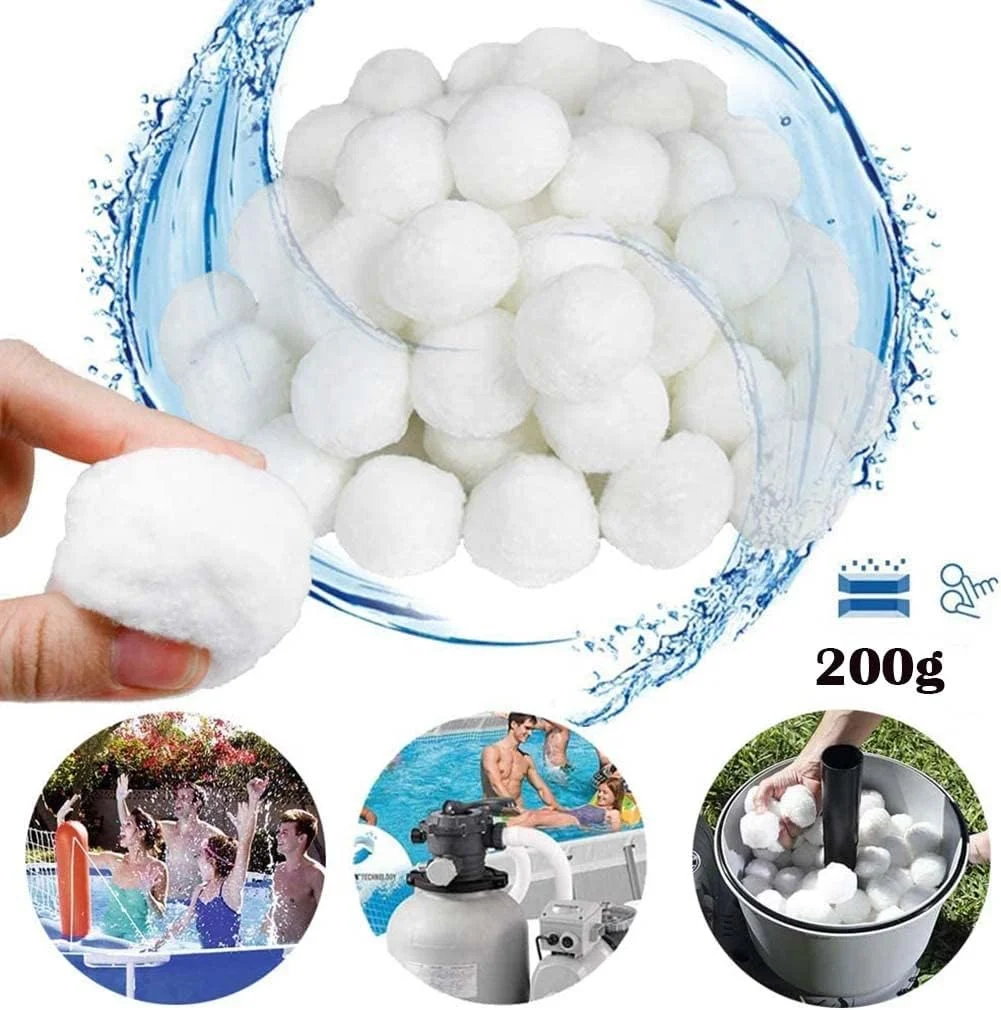 توپ های فیلتر SYOSI، توپ های کروی فیلتراسیون، جایگزین فیلتر آب استخر، جایگزین فیلتر ناخالصی ها برای استخر/آکواریوم/مخزن ماهی 200 گرم