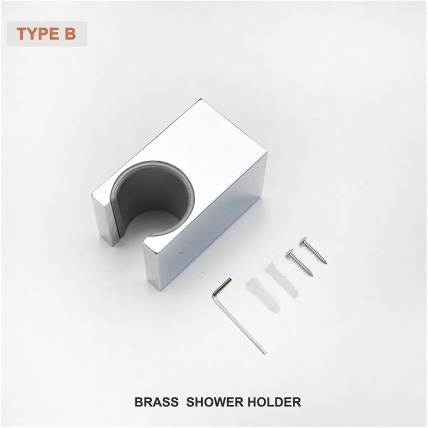 نگهدارنده دوش دستی برنجی جامد، جایگزین نگهدارنده دوش برای نصب دیواری حمام، براکت مربعی، اتصال G1/2، روکش کروم