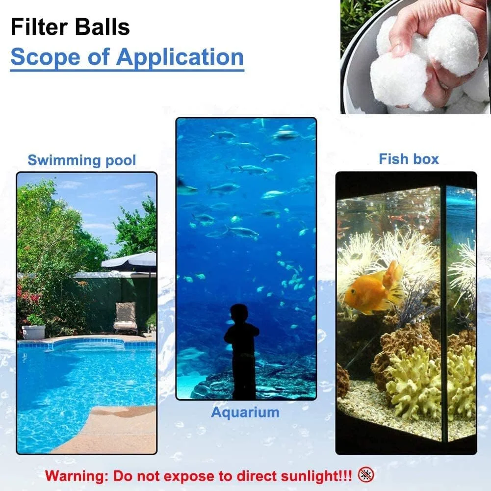 توپ های فیلتر SYOSI، توپ های کروی فیلتراسیون، جایگزین فیلتر آب استخر، جایگزین فیلتر ناخالصی ها برای استخر/آکواریوم/مخزن ماهی 200 گرم