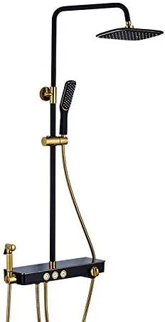 ست دوش دستی چرخشی با قابلیت تنظیم ارتفاع، شیر دوش حمام با دو دسته و سردوش حمام (نوع شیر دوش حمام: ست دوش) LEOWE