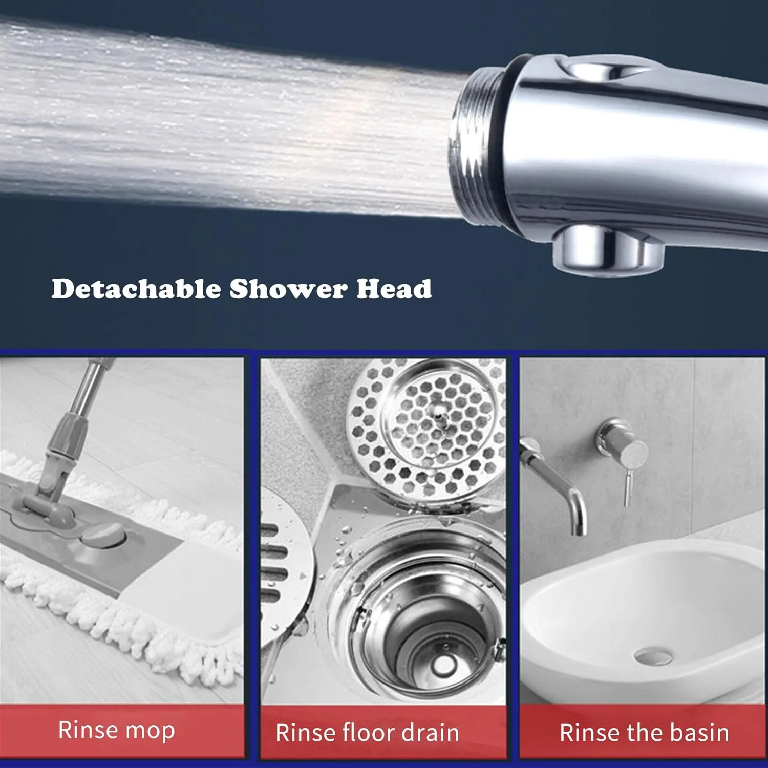 سری دوش دستی با 3 حالت تنظیم، سری دوش فشار قوی قابل تنظیم و جداشدنی برای حمام، سری دوش حمام پرداخت شده