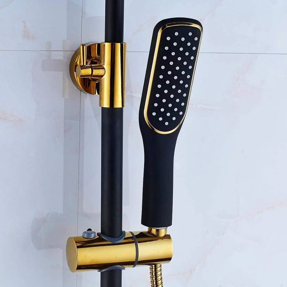 ست دوش دستی چرخشی با قابلیت تنظیم ارتفاع، شیر دوش حمام با دو دسته و سردوش حمام (نوع شیر دوش حمام: ست دوش) LEOWE