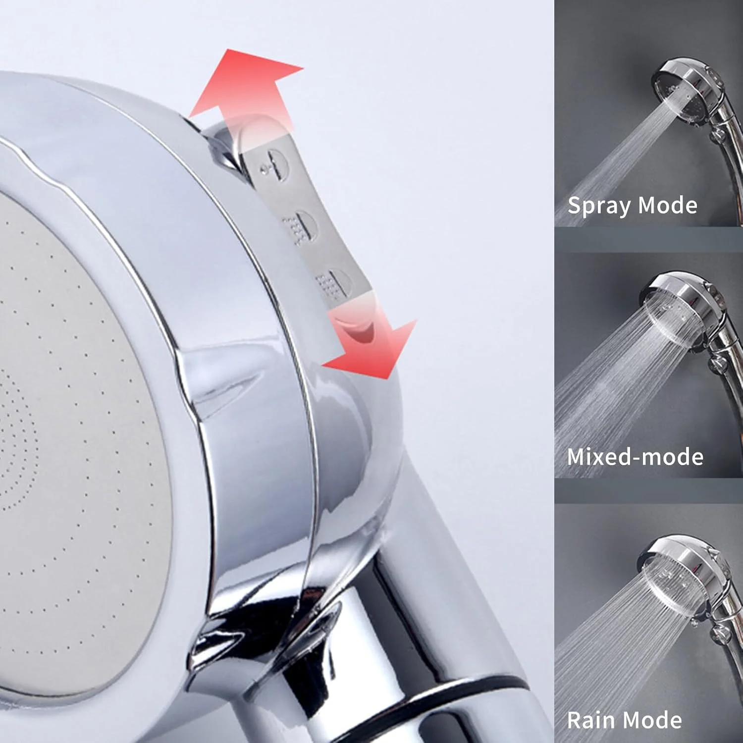 سری دوش دستی با 3 حالت تنظیم، سری دوش فشار قوی قابل تنظیم و جداشدنی برای حمام، سری دوش حمام پرداخت شده