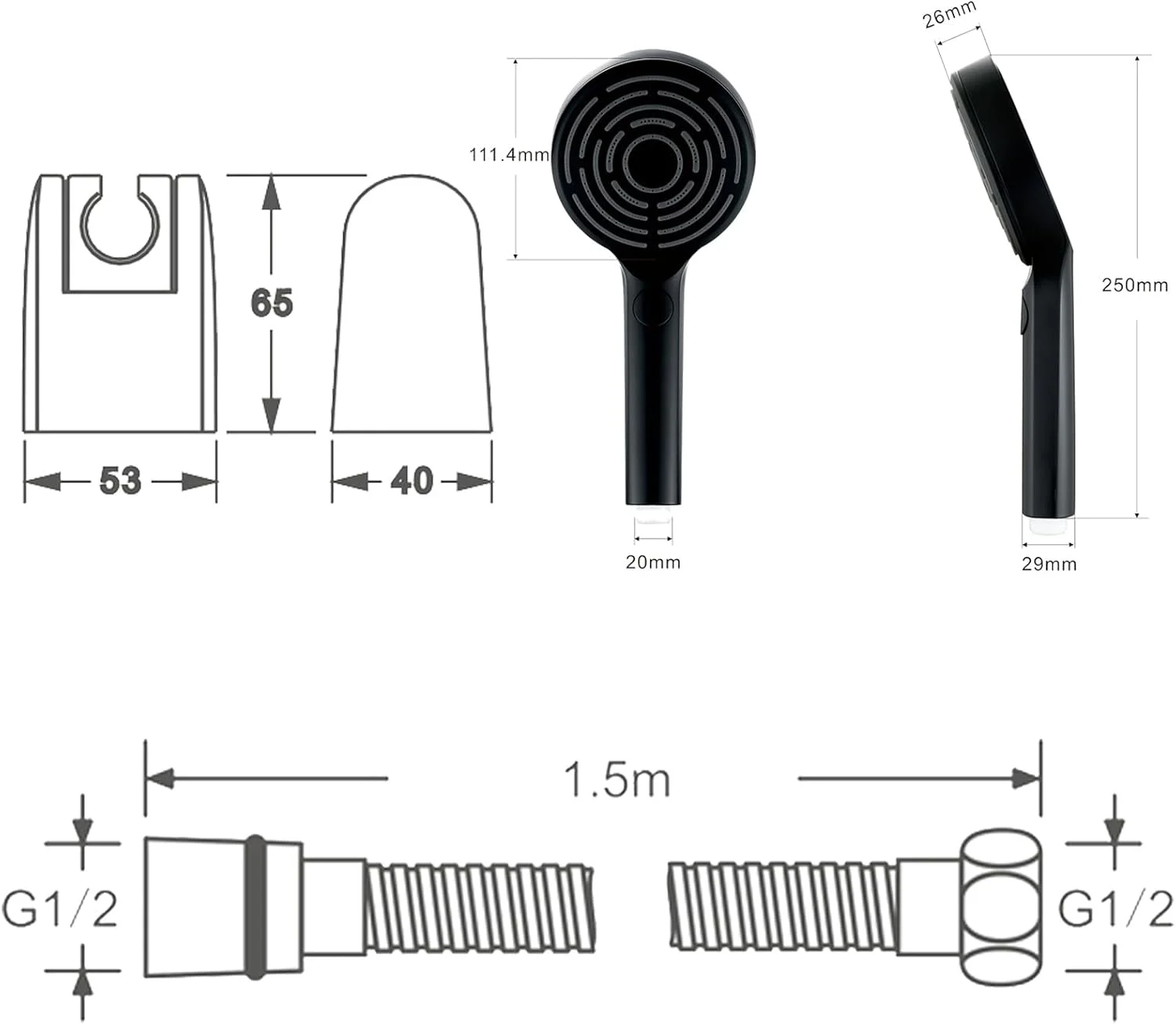 ست دوش دستی با سر دوش ABS جداشدنی 3 حالته، دوش دستی دیواری با شلنگ 150 سانتی متری، روکش کروم ست دوش دستی با سر دوش ABS جداشدنی 3 حالته، دوش دستی دیواری با شلنگ 150 سانتی متری، روکش کروم