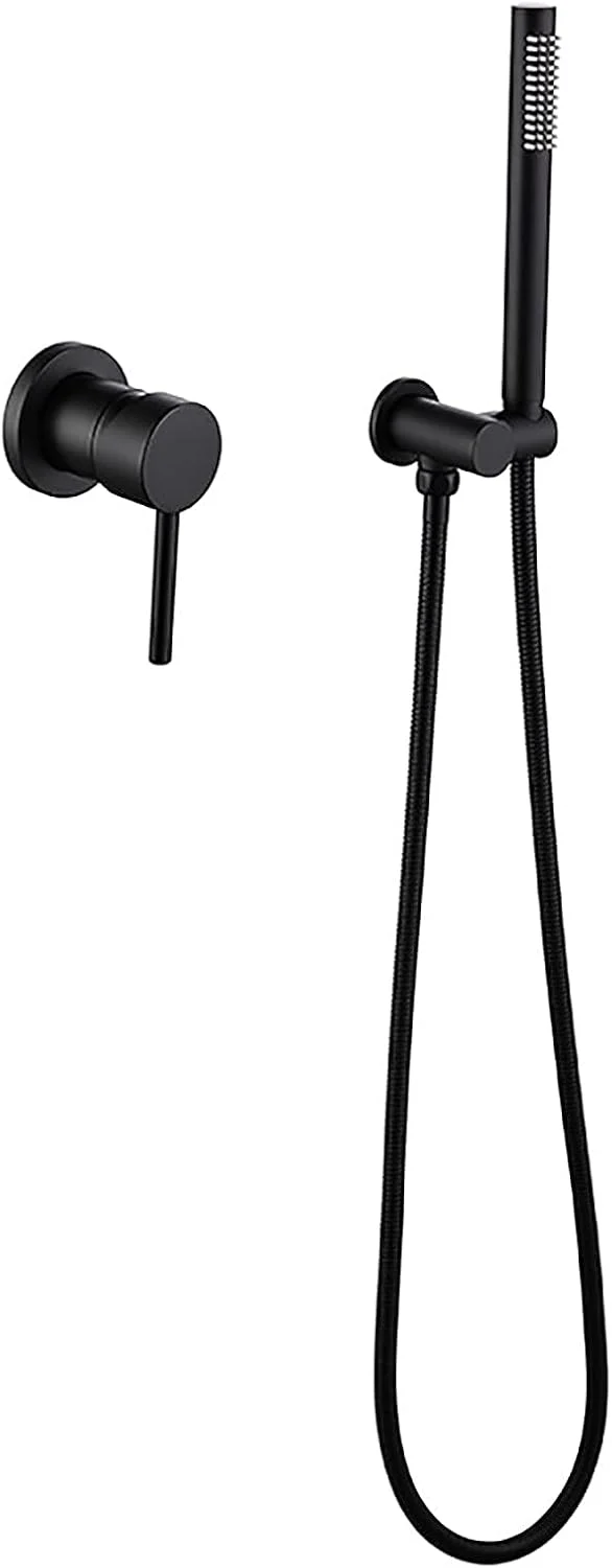 ست دوش دستی با صرفه جویی در آب، دوش دستی برنجی، دوش دیواری، دسته دوش تک اهرمی با شلنگ و نگهدارنده، مشکی