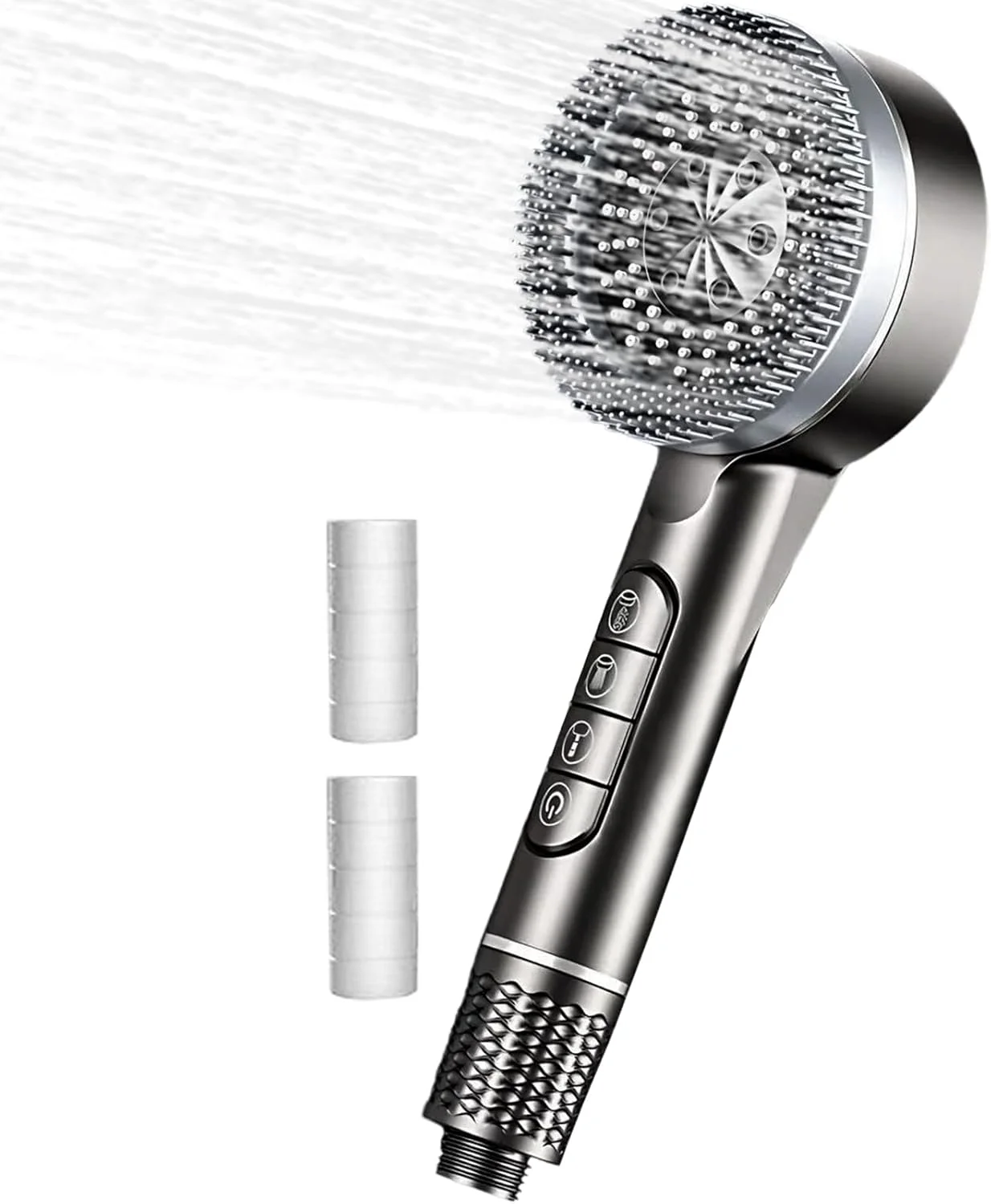 سردوش دستی - سردوش فیلتردار دستی با فشار بالا، دارای 4 حالت، جایگزین اسپری سردوش تصفیه کننده و نرم کننده آب برای حمام، هتل، آپارتمان و کاروان