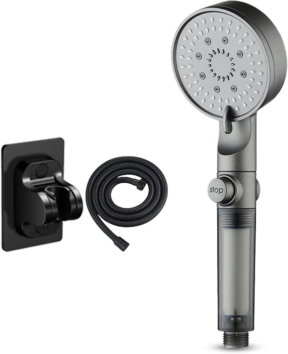 سری دوش دستی - سری دوش دستی صرفه جویی در آب | کیت سر دوش راه حل آب سخت با شلنگ و براکت برای حمام، منزل، آپارتمان، مسافرت، هتل، اسپا