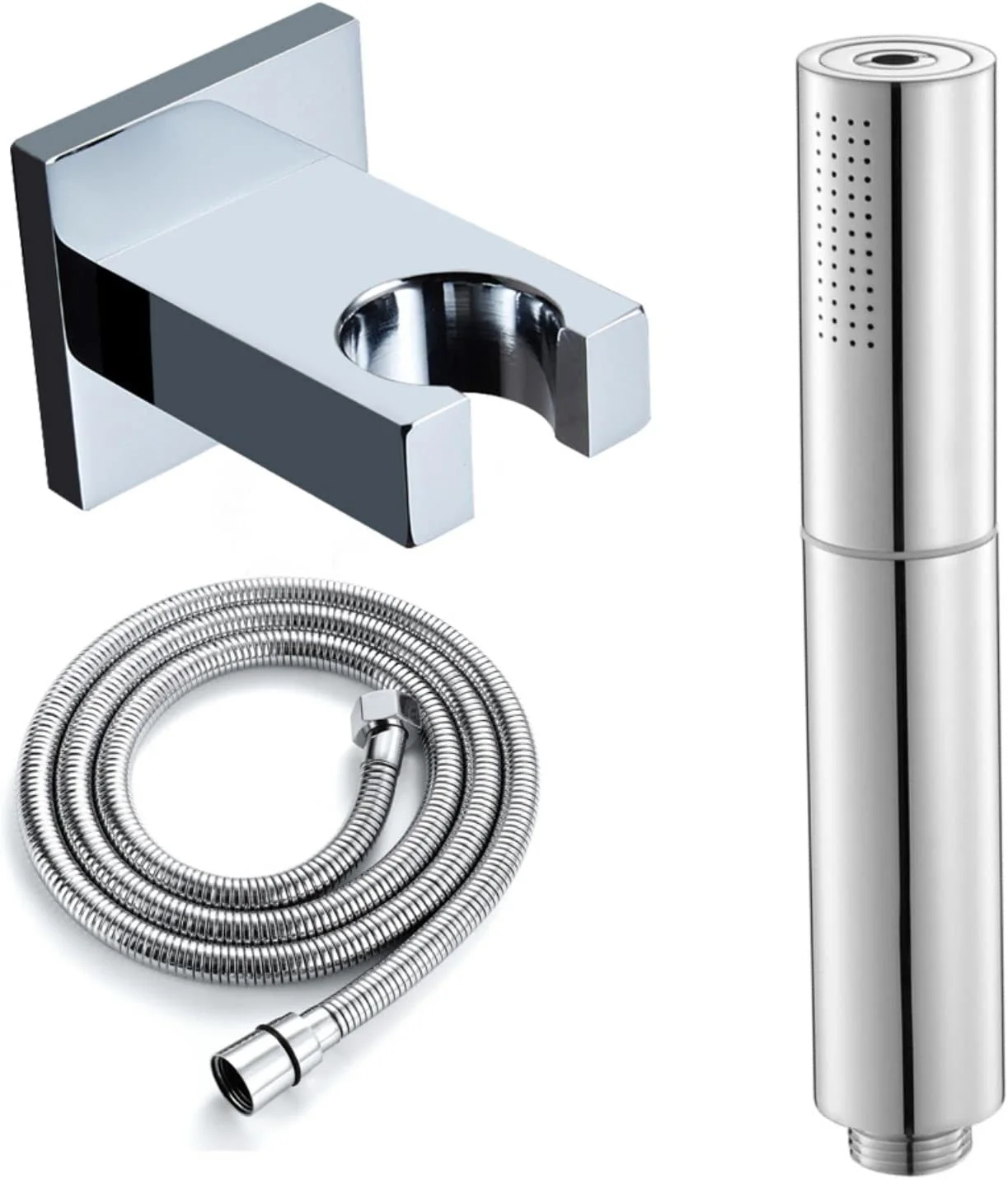 سردوش دستی با فشار قوی و صرفه جویی در آب، دارای 2 حالت، ساخته شده از برنج به همراه پایه نگهدارنده و شلنگ 1.5 متری، مشکی