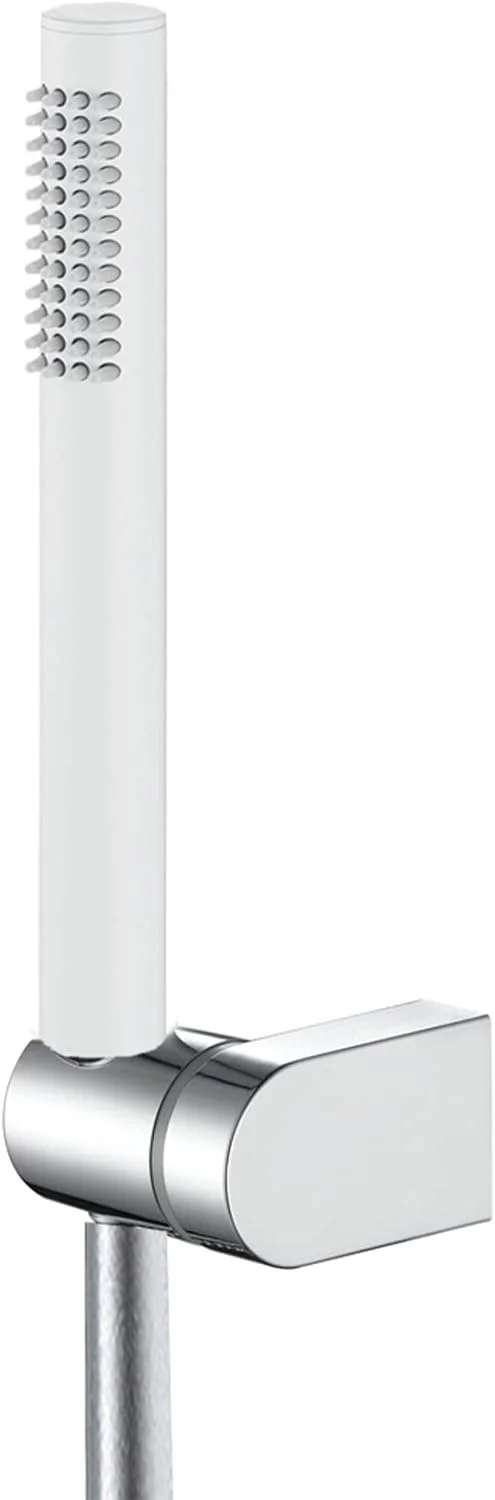 دوش دستی برنجی با فشار قوی، نصب دیواری، به همراه پایه دوش ABS و شلنگ دوش 150 سانتی متری - سفید