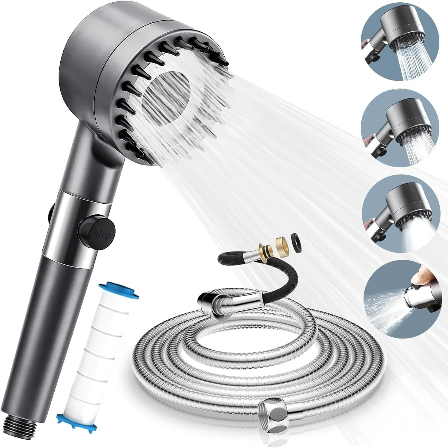 سردوش دستی، 3 حالت، شلنگ 2 متری، فشار قوی، صرفه جویی در آب