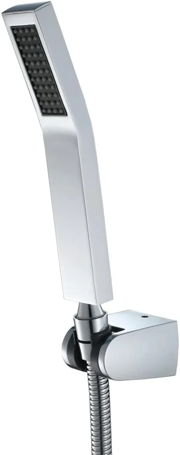 سردوش دستی کروم نصب شده روی دیوار به همراه شلنگ استیل 1.5 متری