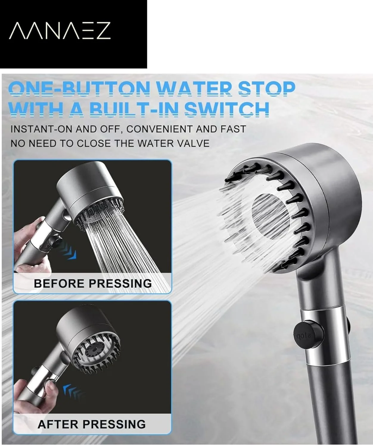 سردوش دستی، 3 حالت، شلنگ 2 متری، فشار قوی، صرفه جویی در آب سردوش دستی، 3 حالت، شلنگ 2 متری، فشار قوی، صرفه جویی در آب