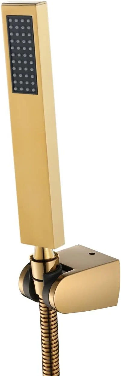 ست دوش دستی طلایی، سردوش برنجی با شلنگ استیل 1.5 متری، نصب دیواری