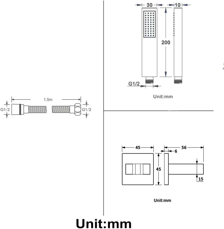 مجموعه سر دوش دستی با فشار بالا، سر دوش برنجی با شلنگ 150 سانتی متری و براکت برنجی، استفاده آسان
