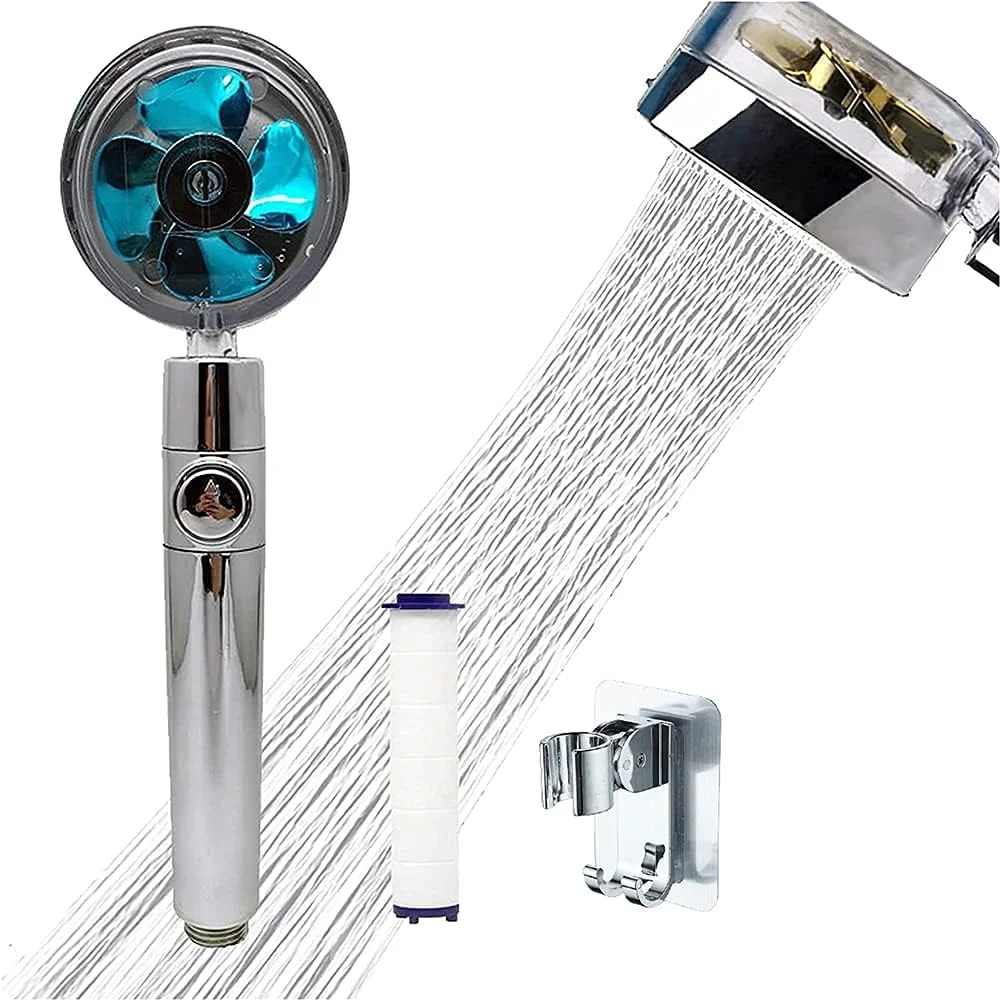 سردوش دستی با فشار قوی، چرخش 360 درجه، صرفه جویی در مصرف آب، کیت توربوشارژ با فیلتر و کلید