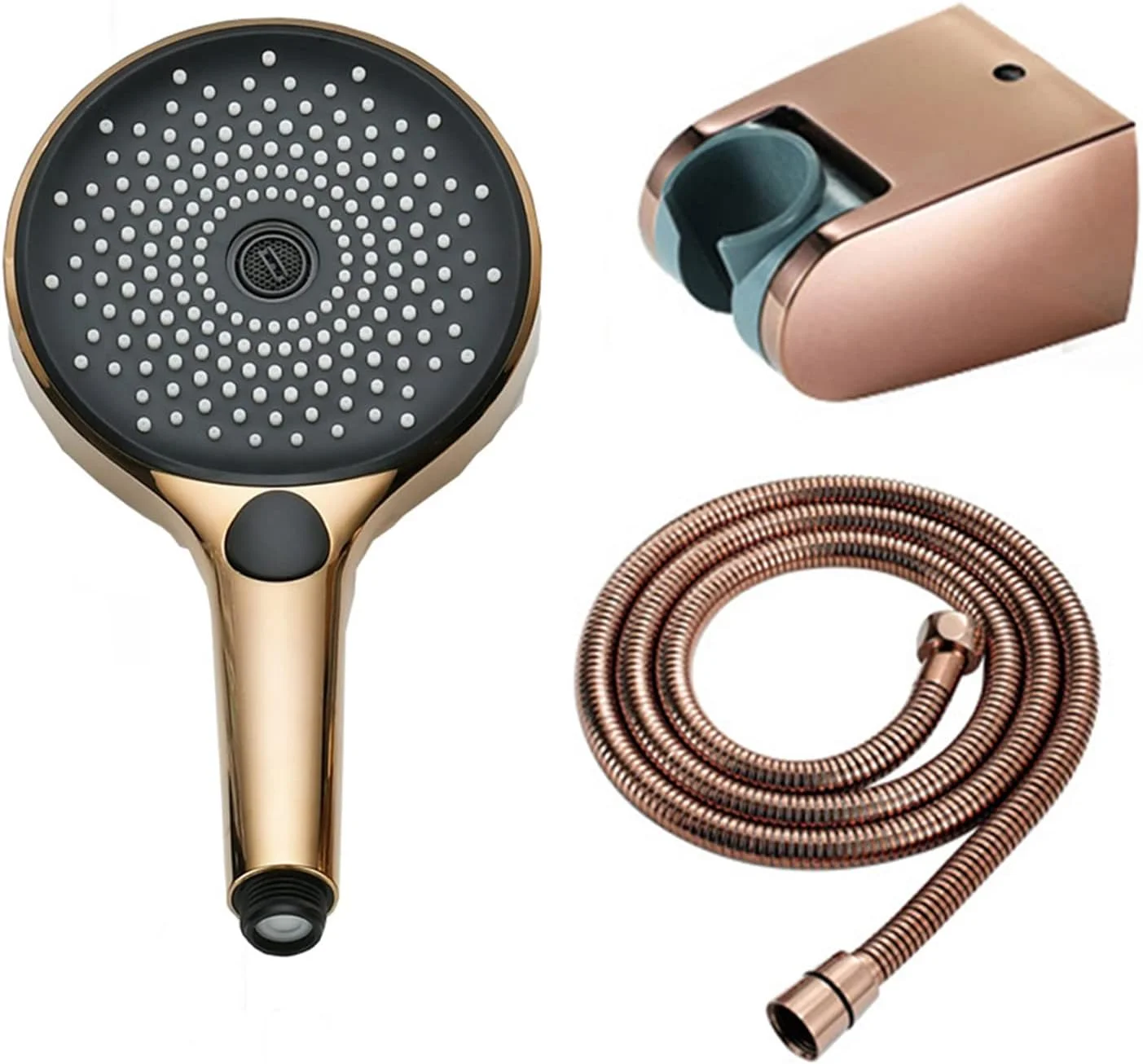 سری دوش دستی ABS با فشار قوی به همراه شلنگ استیل ضد زنگ 150 سانتی متری - طلایی مات