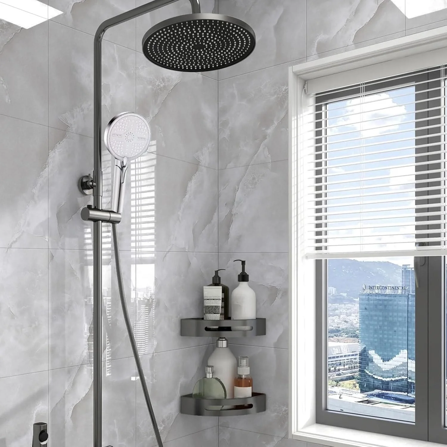 سردوش دستی، سردوش فشاری با اسپری دستی - سردوش بارانی 5 حالته برای خانه، هتل، حمام، خوابگاه، آپارتمان، کودکان، بزرگسالان، حیوانات خانگی، نظافت و شستشو