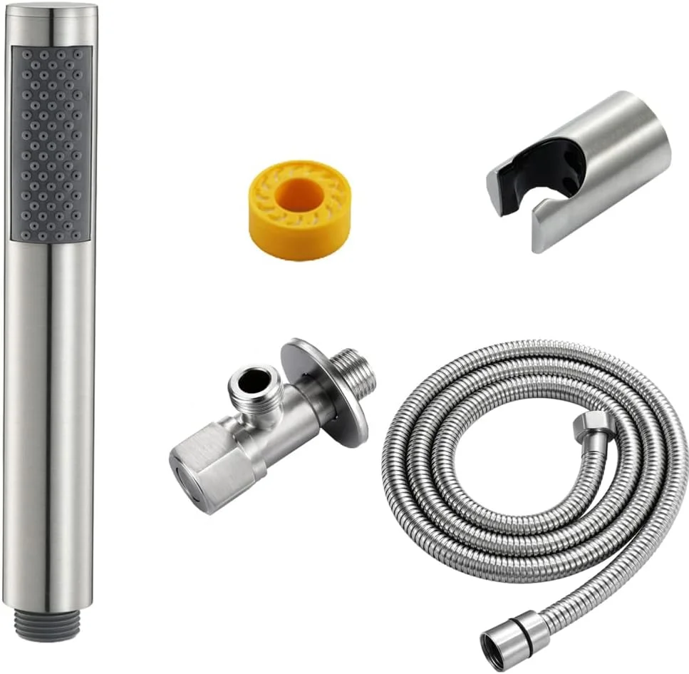 دوش دستی، دوش دستی برنجی جامد با فشار بالا، دوش دستی با جریان بالا، سر گرد با نگهدارنده دوش و شلنگ استیل 1.5 متری، مجموعه دوش دستی، نوع 4